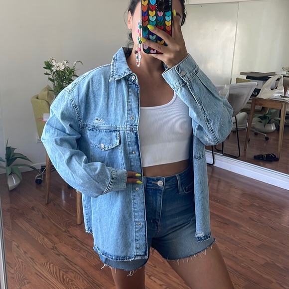 YMI Tops - Jean Button Down Shirt